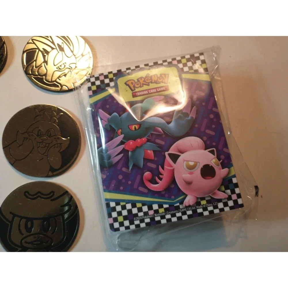 Pokemon TCG Coin Lot Of 12 Tokens Greedent Lucario Quaxly Mini Binder